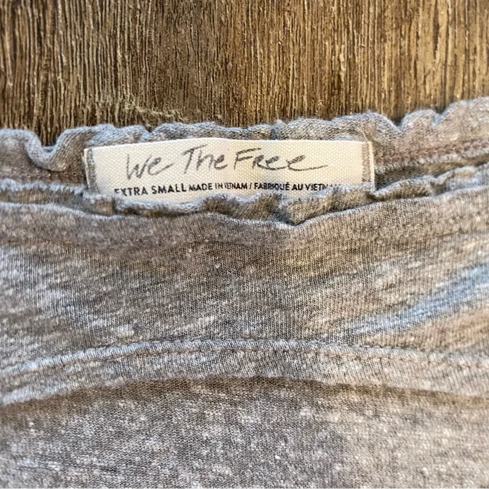 we the free/free people june cutout linen blend tee in grey - Picture 4 of 5